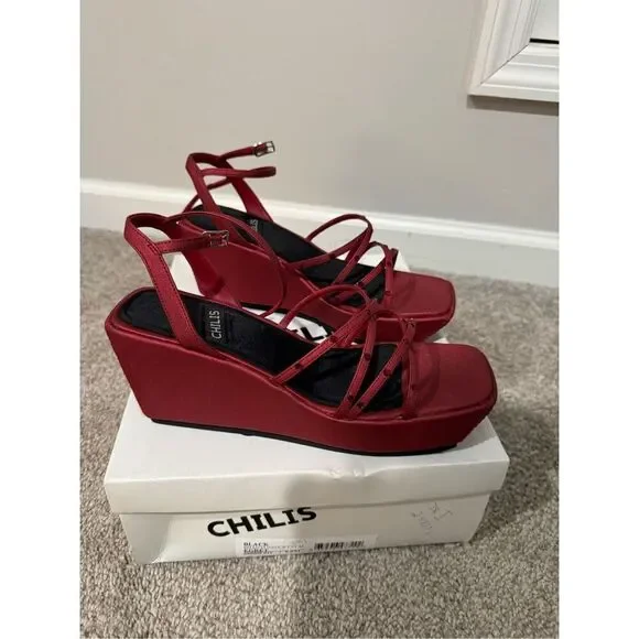 Vintage Chili’s Women's Peep Toe Platform Wedge Sandals - Size 8 - New in Box - Picture 8 of 10